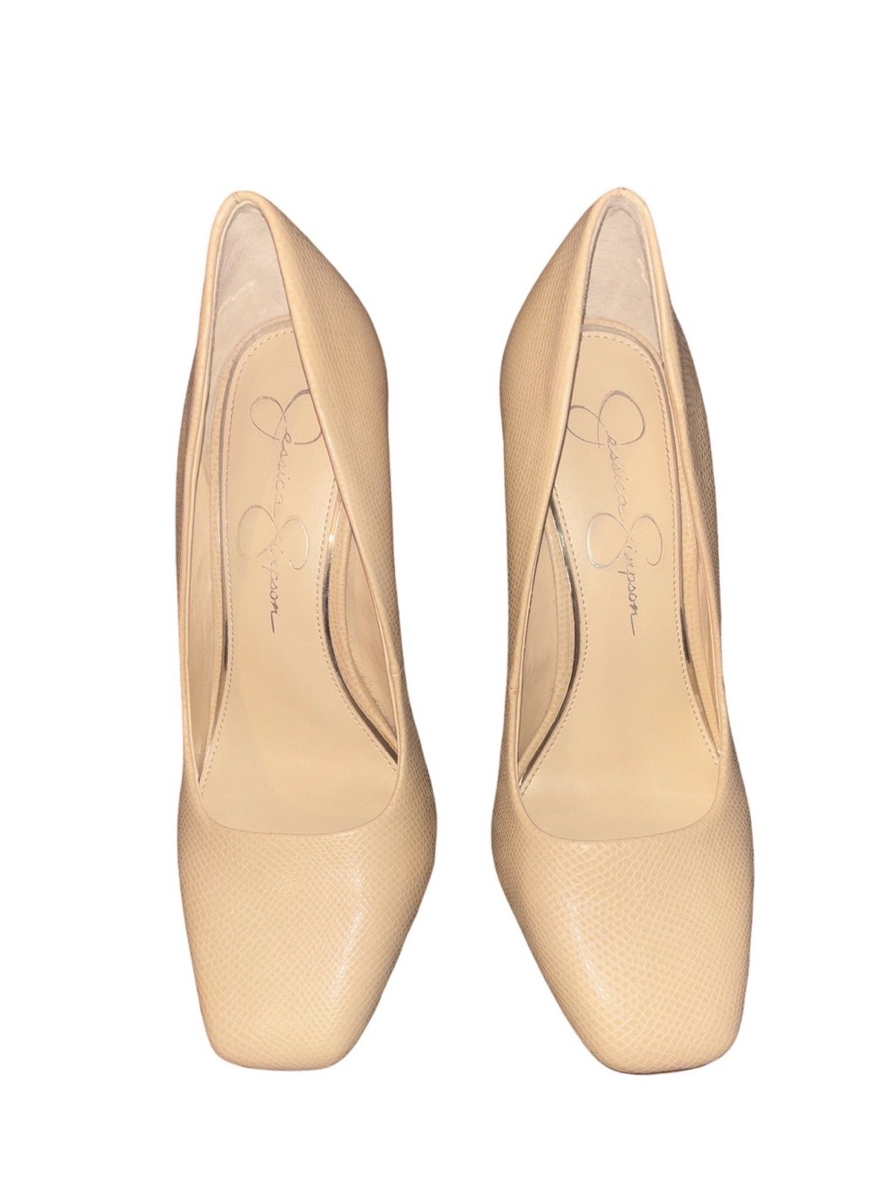 Jessica Simpson Beige Square-Toe Pumps